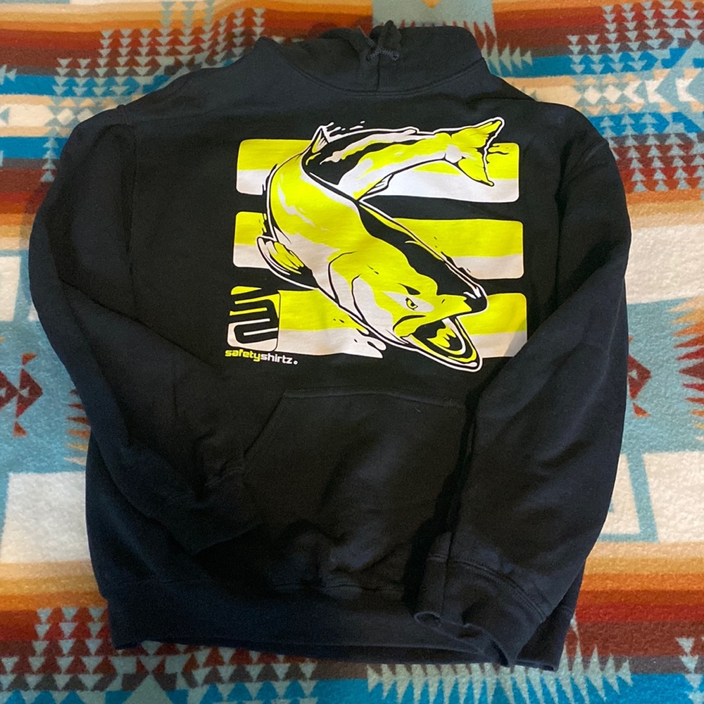 NWOT Safety Shirtz Neon Fish Men’s Sweatshirt